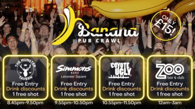London : Central London Bar Crawl with discounts on drinks - The Simmons Bar Banana Meet-Up: Logistics That Make or Break the Night