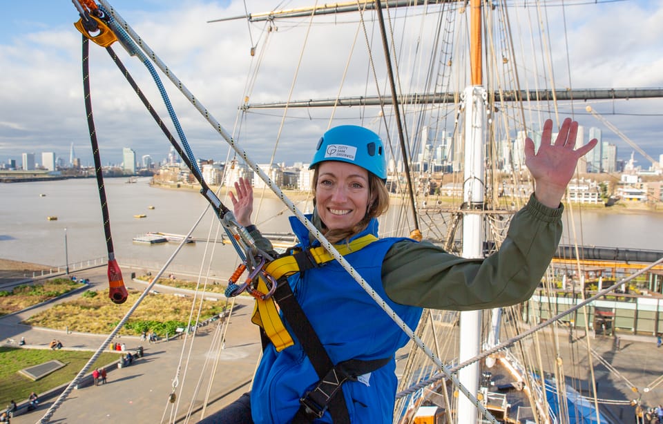 London: Cutty Sark Entry Ticket with Guided Rig Climb - Climbing into the rigging: pause at the platform and look down