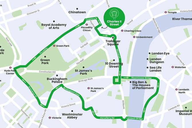London Tootbus Kids Tour with Bespoke Live Guided Commentary - The Route: Wheel Views, Westminster Icons, Then Piccadilly and Downing Street