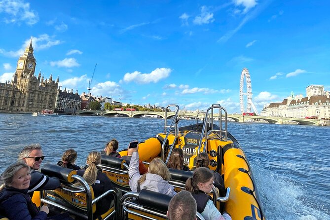 PRIVATE HIRE 45 min Speedboat Tour - Embankment/Westminster Pier - Tower of London, HMS Belfast, and the River’s “Old Meets New” Moment