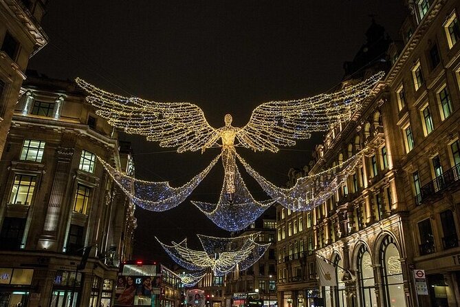 Vintage Top Deck London Christmas Lights Tour - Harrods display: luxury windows from the best seat on the bus